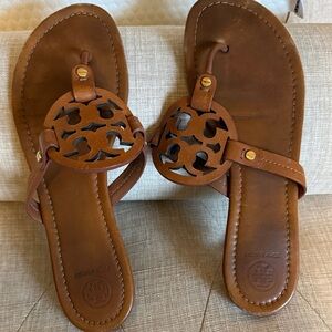 Tory Burch Tan Leather Cutout Sandals